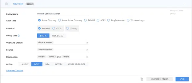 Diagram 6:Silverfort ‘General Scanner’ protection policy
