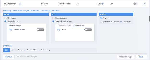 Diagram 8: Silverfort ‘LDAP Scanner’ protection policy