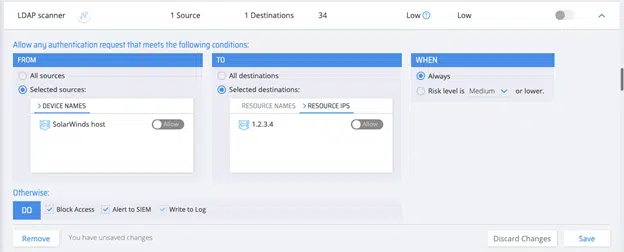 Diagram 8: Silverfort ‘LDAP Scanner’ protection policy