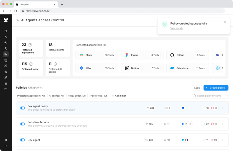 Access control for AI Agents in Silverfort platform